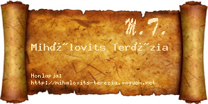 Mihálovits Terézia névjegykártya