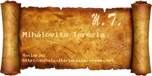 Mihálovits Terézia névjegykártya